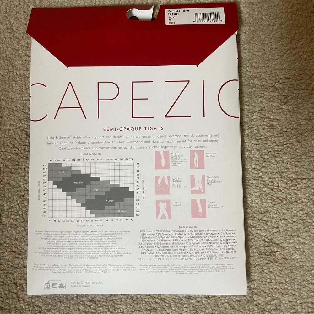 CAPEZIO BLACK FOOTLESS DANCE TIGHTS - Picture 2 of 2